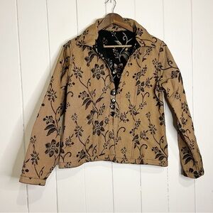 Black and Tan Floral Reversable Coat.